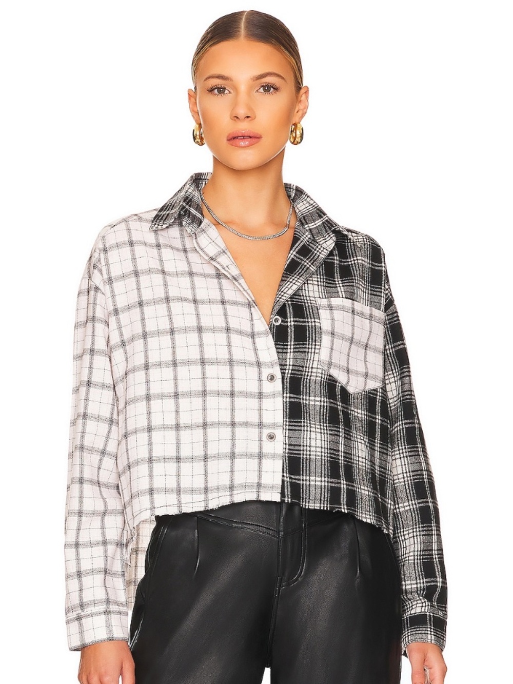 Steve Madden Sydney Cropped Button Up Flannel